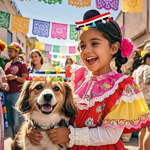 Festive mini Mexican straw sombrero headband for kids and pets at carnival parties