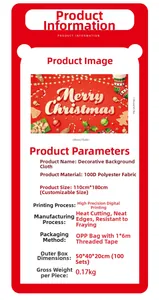 Detaillierte Spezifikationen für Weihnachts-Hintergrund aus langlebigem 100D Polyester-Stoff