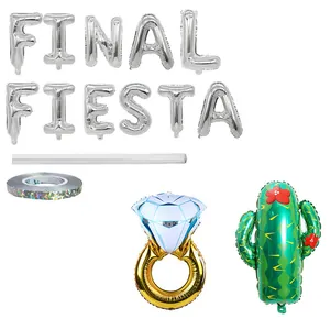 Set di palloncini festa messicana con lettere Final Fiesta, cactus e anello diamante