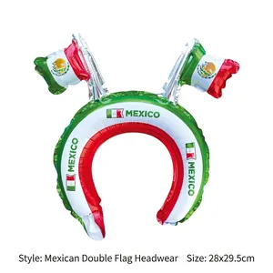 Inflatable Mexico flag headband for national day decorations, 28x29.5cm detail view