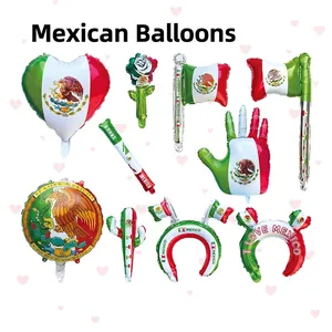 Mexican Theme Aluminum Foil Balloons Cactus Heart Flag Shape Handheld Wand Headband For Festival Party Decoration