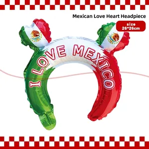 Vibrant Mexican flag themed inflatable headband balloon with I LOVE MEXICO slogan