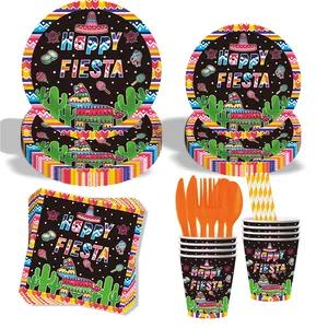 Set de suministros para fiesta mexicana Fiesta con platos, vasos, servilletas y cubiertos