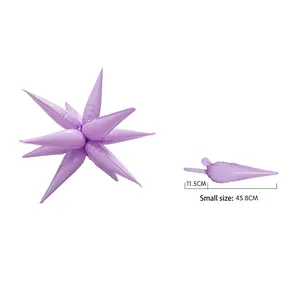 Détail du ballon étoile en aluminium violet montrant le cône et la petite taille