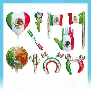 Various Mexican theme aluminum foil balloons including cactus and flag designs