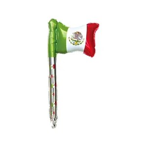Inflatable Mexican flag foil balloon hand stick for festive party parade decorations