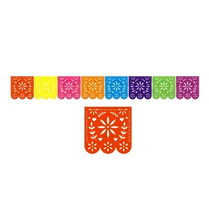 Bannières mexicaines colorées en feutre papel picado pour décoration de fête