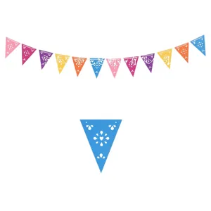 Banderole mexicaine colorée en feutre avec motifs floraux ajourés pour décor de fête