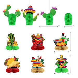 Mexican Fiesta Cinco de Mayo honeycomb paper centerpieces with product dimensions info