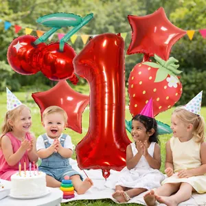 Fruit theme balloon set with strawberry and cherry shapes for kids birthday party decoration