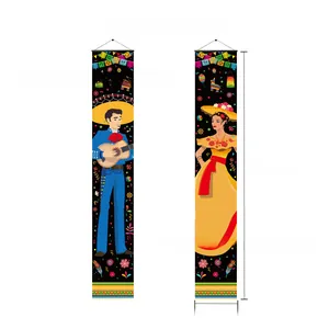 Detailed view of Mexican Cinco de Mayo porch banners with dimensions 180x30cm
