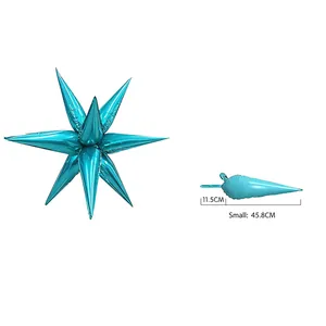 Marquages de taille détaillés et dimensions du ballon bleu en forme d'étoile conique