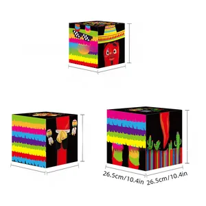 Set of three Mexican fiesta themed party boxes in various sizes with colorful festive graphics
