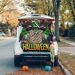 Banner di Halloween per bagagliaio auto con mummia zombie per decorazioni festive.
