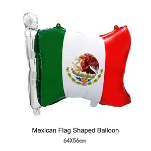 Shaped Mexican flag foil balloon for carnival party celebration decorations 64x56cm