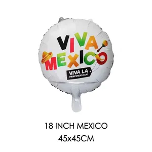 Detail view of an 18-inch Viva Mexico foil balloon for national party theme decorations