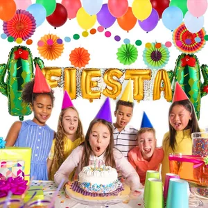 Set decorazioni festa messicana con palloncini FIESTA e palloncini cactus foil