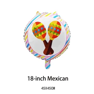18-inch Mexican carnival theme round foil balloon with maracas graphic for party decor