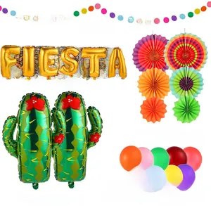 Vista dettagliata del set per festa messicana Fiesta con palloncini cactus e FIESTA