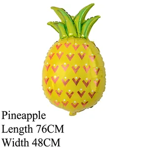 Großer Ananas-Folienballon für Sommerpartys, Größe 76x48cm, lebendige Farben.