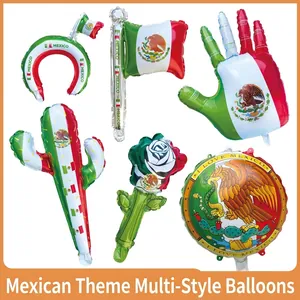 Mexico Theme Aluminum Foil Balloons National Day Decoration Cactus Rose Heart Headband Balloons For Festive Party Celebration