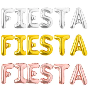 Fiesta Alphabet Aluminum Foil Balloon Banner Mexican Carnival Theme Party Decoration Festive Letter Balloons For Parade Celebration