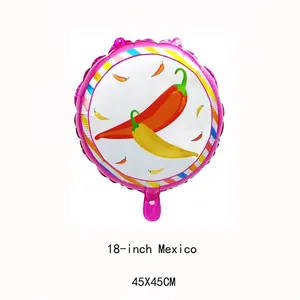 Detailed view of 18-inch Mexican fiesta balloon with chili pepper design