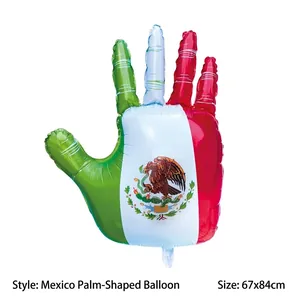 Mexican flag hand-shaped foil balloon for Independence Day party decorations