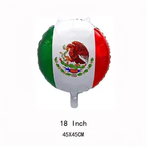 18-inch round foil balloon featuring the Mexican flag design for party decorations