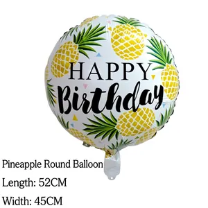 Detaillierte Ansicht des runden Ananas-Folienballons zum Geburtstag, Maße 52x45cm