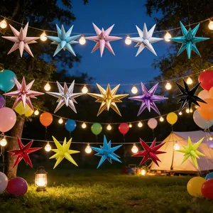 Ballons étoile éclatante en aluminium de 26 pouces pour décoration de fête en plein air.