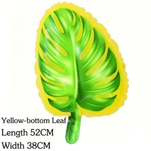 Lebhafter grün-gelber Monstera-Blatt-Folienballon für Sommerpartys, Größe 52x38cm