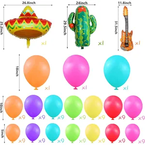 Guida dettagliata alle taglie per palloncini per feste messicane con cactus e chitarra