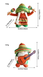 Size and weight specifications for plush Mexican Carnival gnomes with sombrero hats