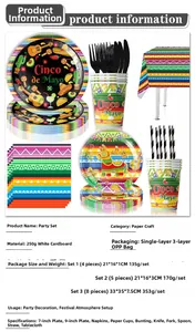 Cinco de Mayo party tableware set with plates cups napkins and cutlery