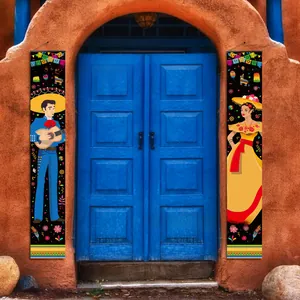 Mexican Cinco de Mayo theme porch banners for festive party front door decorations