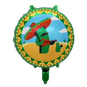 Vibrant Mexican Fiesta themed cactus foil balloon party decoration for Cinco de Mayo