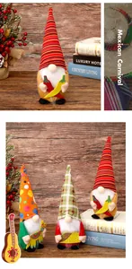 Festliche mexikanische Karnevals-Gnome mit Chili-, Taco- und bunten Hut-Motiven