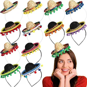 Selection of colorful mini Mexican sombrero headbands for festive carnival party events