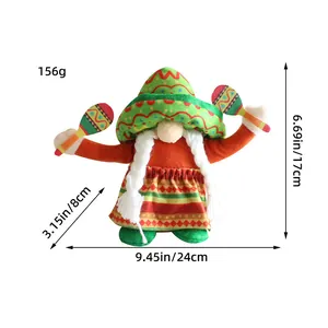 Gnome de fête mexicaine en peluche avec sombrero et maracas, variante 24x17x8cm