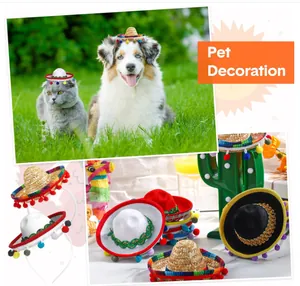 Mini Mexican sombreros for pets, colorful party decoration hats for dogs and cats