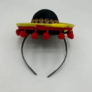 Miniature Mexican sombrero hat headband for pet party costumes and holiday celebrations