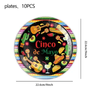 Cinco de Mayo themed disposable party paper plate set 9 inch 10pcs pack for Mexican fiesta