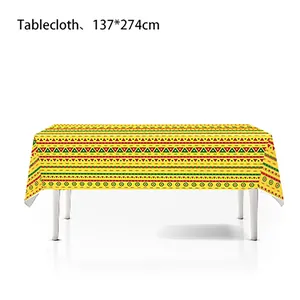 Vibrant Mexican Day of the Dead themed tablecloth measuring 137x274cm for parties