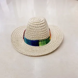 Dettaglio ravvicinato di un mini cappello di paglia messicano per animali con fascia