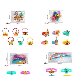 Detailed size and weight information for the 54-piece Mexican party favor set of rings and bracelets
