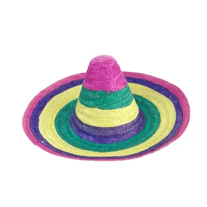Colorful Mexican straw sombrero hat for carnival festivals and kids' performances