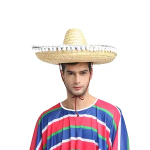 Chapeau de sombrero mexicain avec poncho coloré pour costume de fête d'Halloween