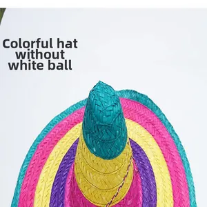Close-up detail of a colorful woven Mexican sombrero party hat