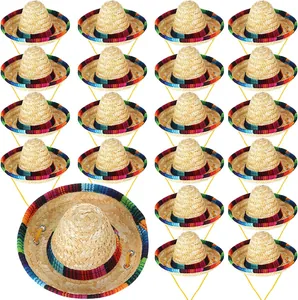 20er Set Mini-Strohhüte mexikanische Sombreros für Haustiere und Partydekorationen